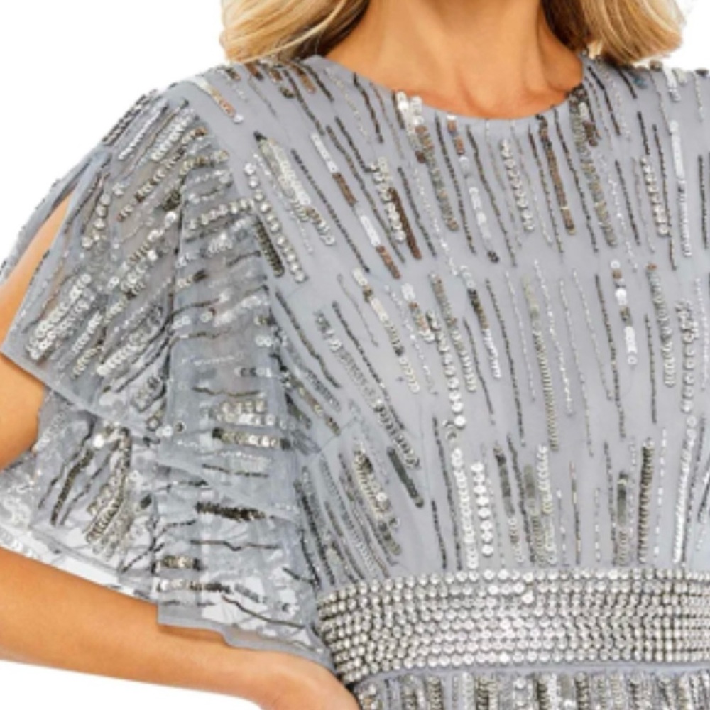 Mac Duggal Size 10 Flutter Sleeve Embroidered Mid… - image 2